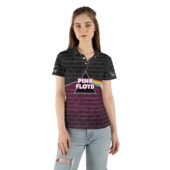The Wall Dark Side Of The Moon Pink Floyd Purple Black Polo Shirt Woman Front Mockup - OtherBrick