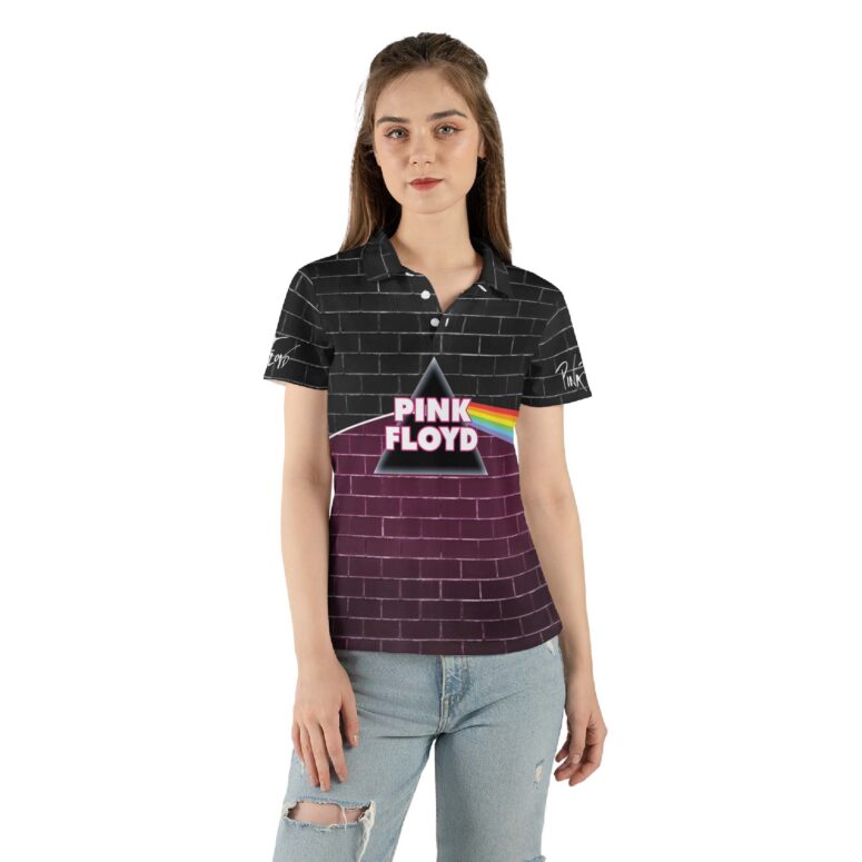 The Wall Dark Side Of The Moon Pink Floyd Purple Black Polo Shirt