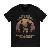 We Re Just Two Lost Souls Wish You Were Here Retro Front Vneck Black - OtherBrick