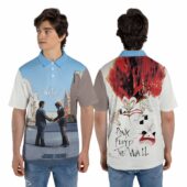 Wish You Were Here X Pink Floyd The Wall 1980 Polo Shirt Man Front Back Mockup - OtherBrick