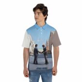 Wish You Were Here X Pink Floyd The Wall 1980 Polo Shirt Man Front Mockup - OtherBrick