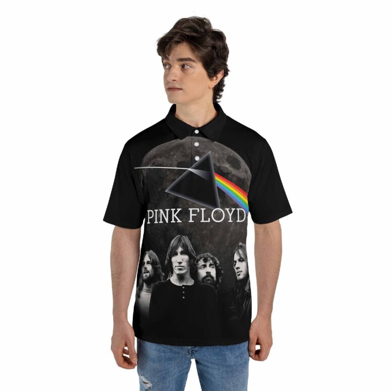 Pink Floyd Band On The Moon Animals Albums Cover Polo Shirt Pink Floyd Band On The Moon Animals Albums Cover Polo Shirt