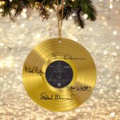 Pink Floyd Signed Gold Vinyl Record Ornament Mockup 2 - OtherBrick