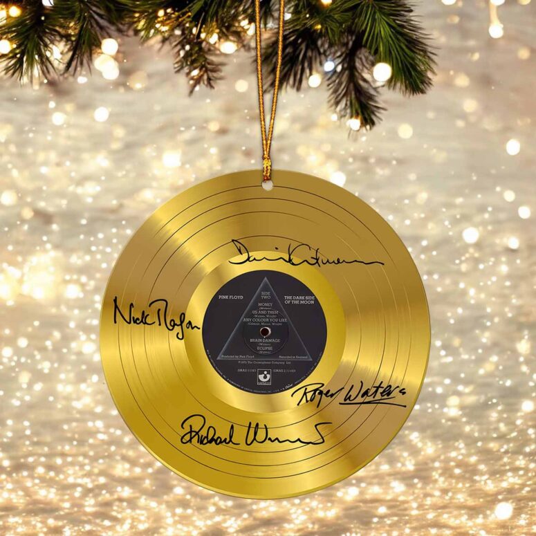 Pink Floyd Signed Gold Vinyl Record Ornament Pink Floyd Signed Gold Vinyl Record Ornament