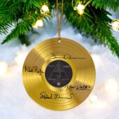 Pink Floyd Signed Gold Vinyl Record Ornament Mockup 4 - OtherBrick
