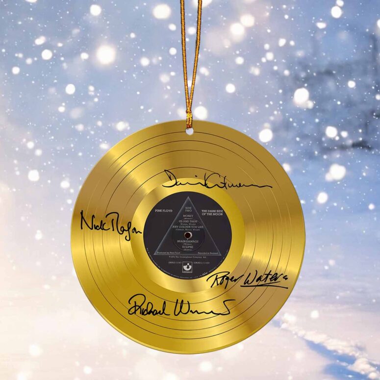 Pink Floyd Signed Gold Vinyl Record Ornament Pink Floyd Signed Gold Vinyl Record Ornament