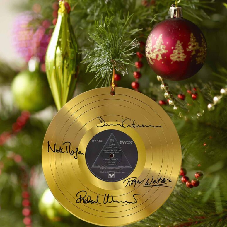 Pink Floyd Signed Gold Vinyl Record Ornament Pink Floyd Signed Gold Vinyl Record Ornament
