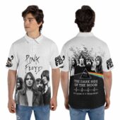 Pink Floyd The Wall Dark Side Of The Moon 50 Years Anniversary Polo Shirt Man Front Back Mockup - OtherBrick