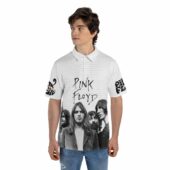 Pink Floyd The Wall Dark Side Of The Moon 50 Years Anniversary Polo Shirt Man Front Mockup - OtherBrick