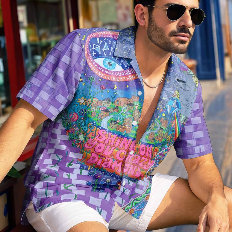Shine On You Crazy Diamond Inspired Pink Floyd Hawaiian Shirt