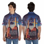 Pink Floyd Animals Pig Fly Cover Polo Shirt Man Front Back Mockup - OtherBrick