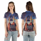Pink Floyd Animals Pig Fly Cover Polo Shirt Woman Front Back Mockup - OtherBrick