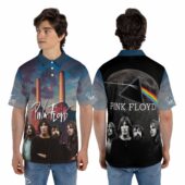 Pink Floyd Band X Dark Side Of The Moon X Pig Fly Polo Shirt Man Front Back Mockup - OtherBrick