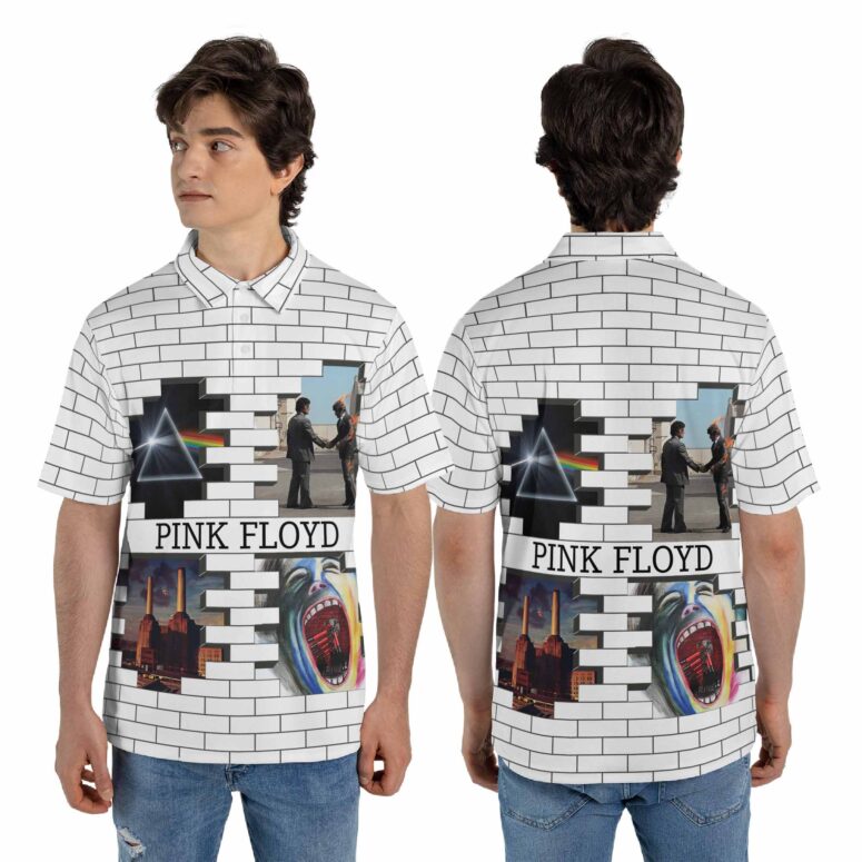Pink Floyd The Wall Screaming Face Dark Side Of The Moon WYWH Polo Shirt