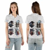 Pink Floyd The Wall Screaming Face Dark Side Of The Moon Wywh Polo Shirt Woman Front Back Mockup - OtherBrick