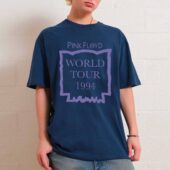 The Division Bell World Tour 1994 Vintage Pink Floyd Front Shirt Oman Navy - OtherBrick