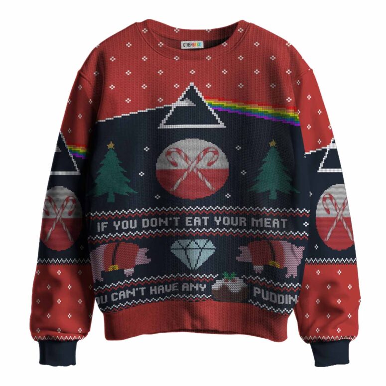 If You Don't Eat Your Meat Pink Floyd Ugly Christmas Sweater