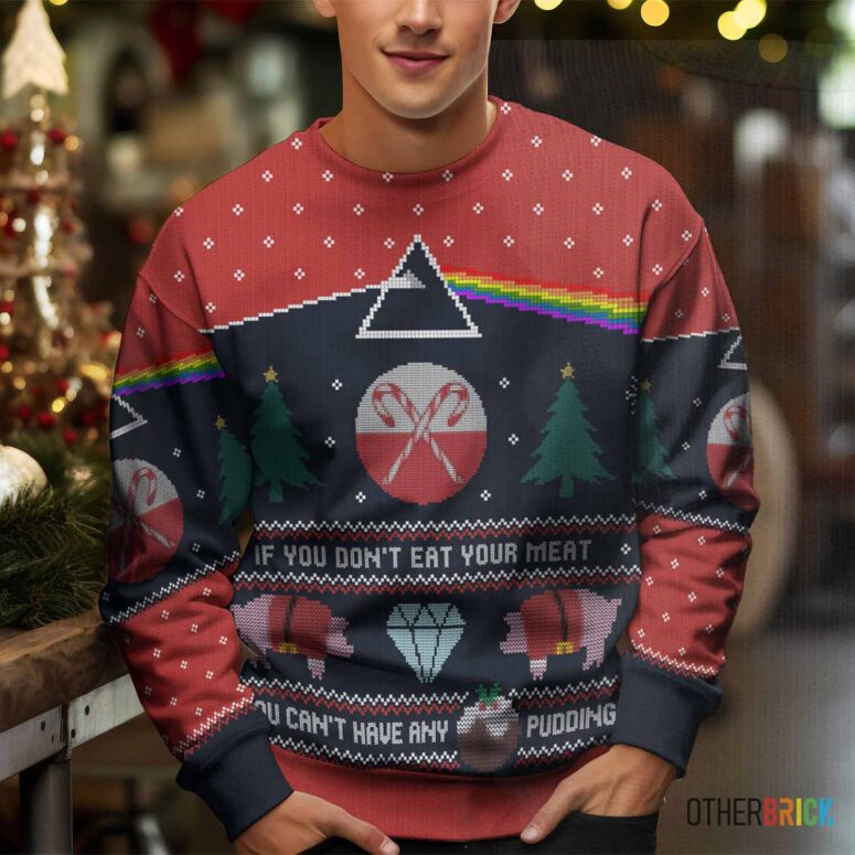 If You Don't Eat Your Meat Pink Floyd Ugly Christmas Sweater