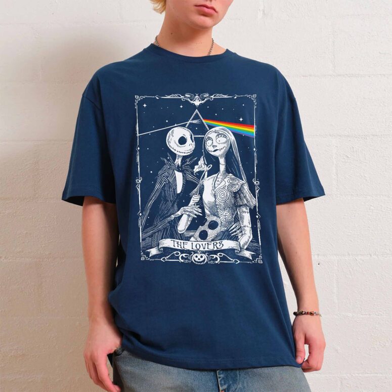 Jack Sally Halloween The Lover Tarot Card Pink Floyd Flower Shirt