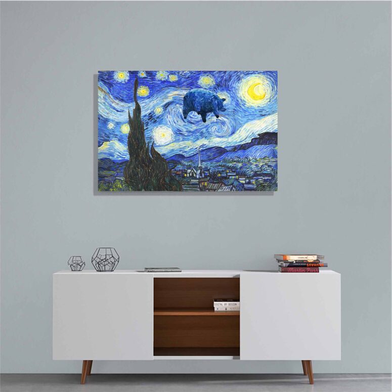Pink Floyd Starry Night Van Gogh Animals Canvas Pink Floyd Starry Night Van Gogh Animals Canvas
