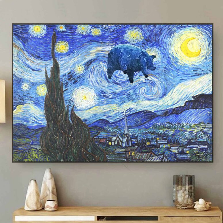 Pink Floyd Starry Night Van Gogh Animals Canvas Pink Floyd Starry Night Van Gogh Animals Canvas