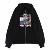 Pink Floyd Collage Album Art Shirt Front Ziphoodie Black - OtherBrick