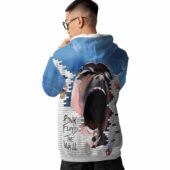 Wish You Were Here Handshake X Another Brick In The Wall Teacher Screaming Face Man Hoodie Back - OtherBrick