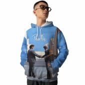 Wish You Were Here Handshake X Another Brick In The Wall Teacher Screaming Face Man Hoodie Front - OtherBrick