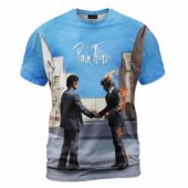 Wish You Were Here Handshake X Another Brick In The Wall Teacher Screaming Face Man Shirt Front - OtherBrick