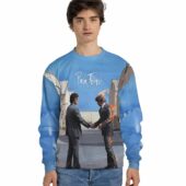 Wish You Were Here Handshake X Another Brick In The Wall Teacher Screaming Face Man Sweater Front - OtherBrick