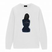 Dark Side Of The Moon Back Art Girl Front Longsleeve White - OtherBrick