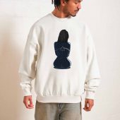 Dark Side Of The Moon Back Art Girl Front Man Sweater White - OtherBrick