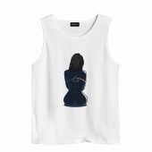 Dark Side Of The Moon Back Art Girl Front Tank White - OtherBrick