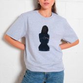 Dark Side Of The Moon Back Art Girl Front Woman Shirt Grey - OtherBrick