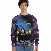 Dark Side Of The Moon Blue Moon Vintage Pink Floyd Sweater Front - OtherBrick