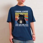 I Drink Coffee On The Dark Side Of The Mind Cat Pink Floyd Front Shirt Oman Navy - OtherBrick