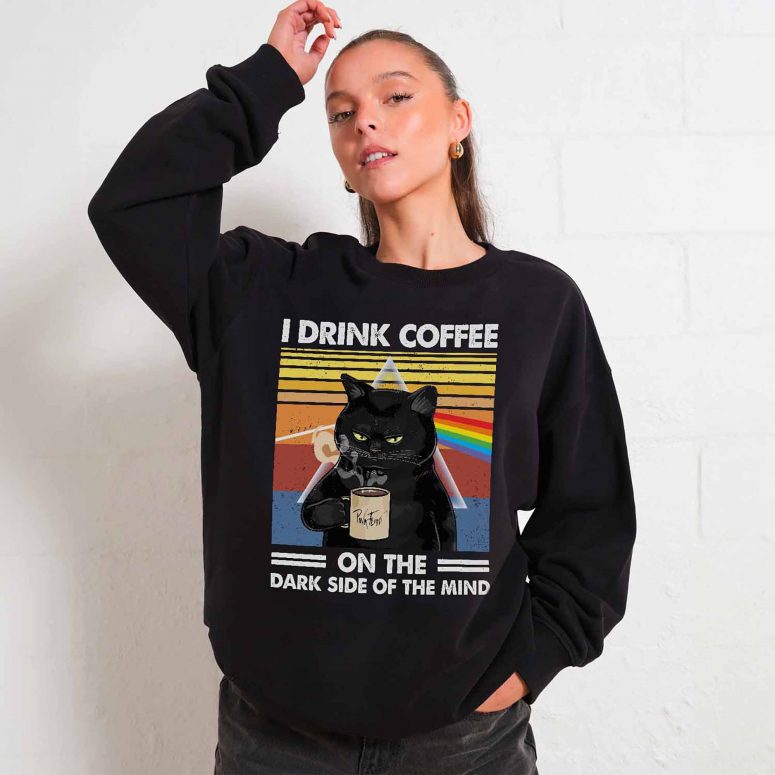 I Drink Coffee On The Dark Side of The Mind Cat Pink Floyd Shirt I Drink Coffee On The Dark Side of The Mind Cat Pink Floyd Shirt