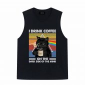 I Drink Coffee On The Dark Side Of The Mind Cat Pink Floyd Front Tank Black - OtherBrick
