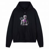Pink Psychological Wall Front Hoodie Black - OtherBrick