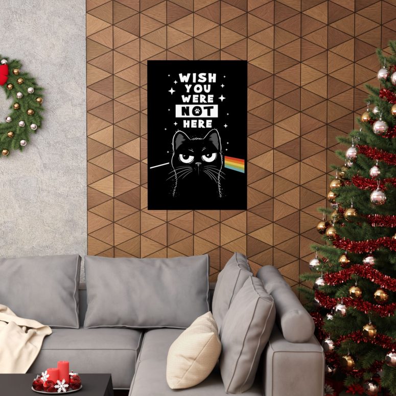 Wish You Not Here Black Cat Pink Floyd Poster