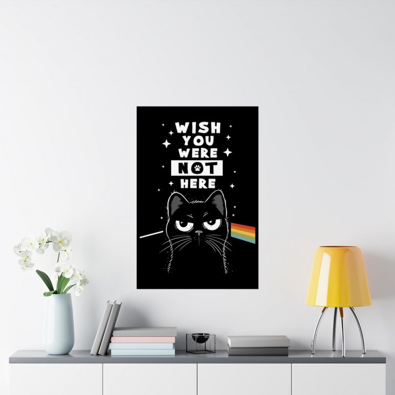 Wish You Not Here Black Cat Pink Floyd Poster