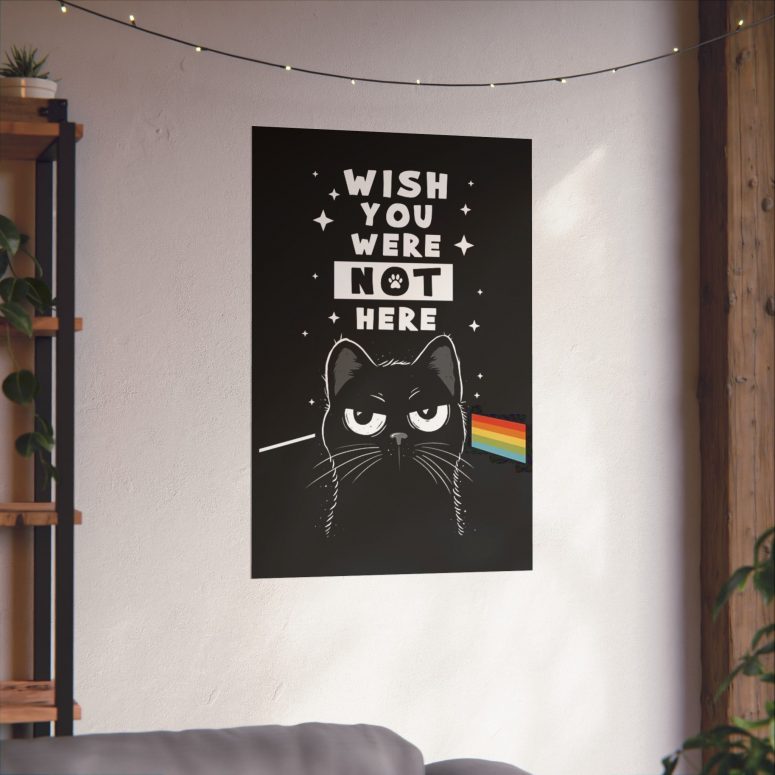 Wish You Not Here Black Cat Pink Floyd Poster