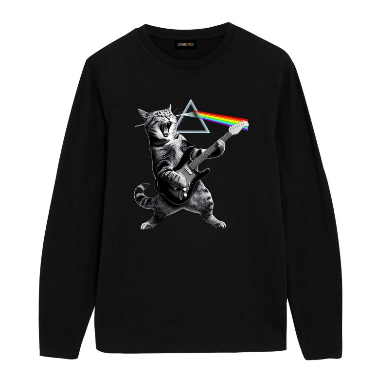 Cat playing electric guitar rock Pink Floyd Shirt