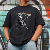 Cat Playing Electric Guitar Rock Front Shirt Man Black - OtherBrick