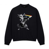 Cat Playing Electric Guitar Rock Front Sweatshirt Black - OtherBrick
