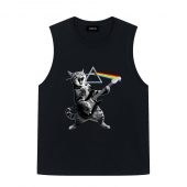 Cat Playing Electric Guitar Rock Front Tank Black - OtherBrick