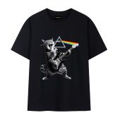Cat Playing Electric Guitar Rock Front Tshirt Black - OtherBrick