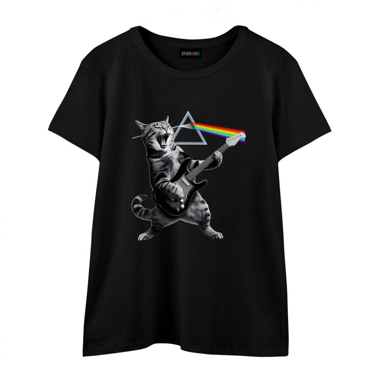Cat playing electric guitar rock Pink Floyd Shirt