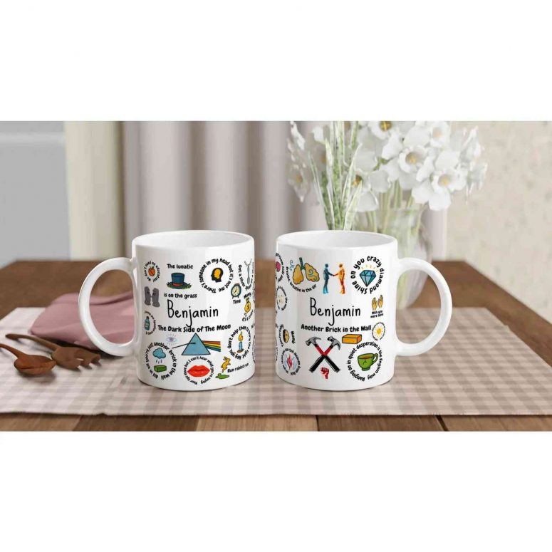 Colorful Lyrics Tribute DSOTM The Wall WYWH Personalized Pink Floyd Mug