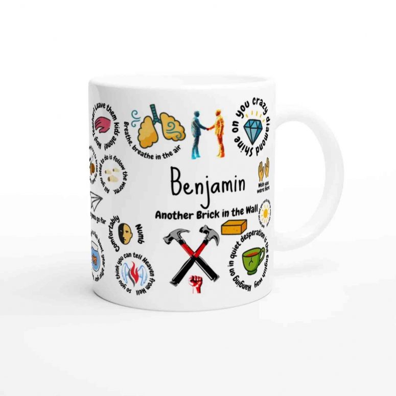 Colorful Lyrics Tribute DSOTM The Wall WYWH Personalized Pink Floyd Mug
